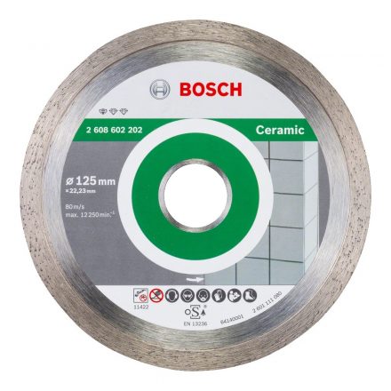 Bosch 2608602202 Gyémánt vágótárcsa Standard for Ceramic 125x1,6 mm,22,23 mm