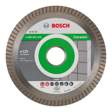 Bosch Best for Ceramic Extra-clean Turbo Gyémánt vágótárcsa folyamatos, kő/csempe 125x22,23mm 2608602479