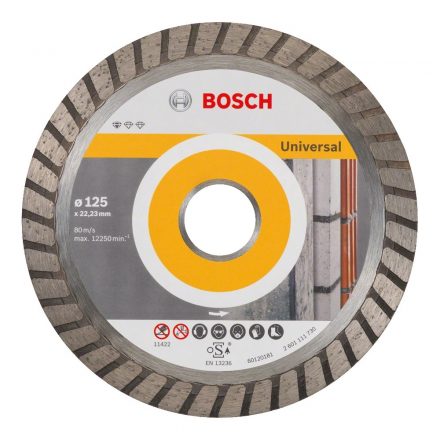 Bosch Standard for Universal Turbo Gyémánt vágótárcsa folyamatos, beton/tégla/kő 125x22,23mm 2608602394