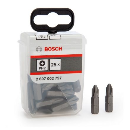 Bosch 2607002797 Csavarozó bitfej, extra kemény, phillips TicTac dobozban PH2x25mm 25db