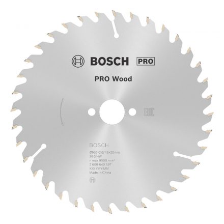 Bosch 2608640597 Optiline Wood Körfűrésztárcsa 160x2,6/1,6x20/16 mm, Z=36, ATB