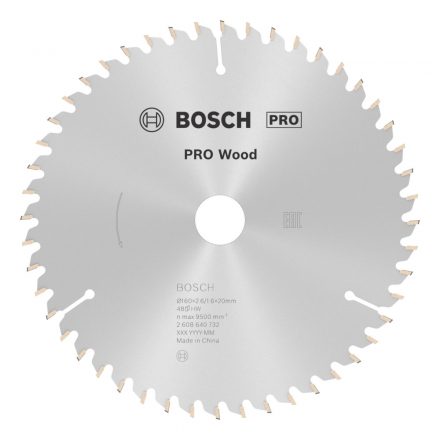 Bosch 2608640732 Optiline Wood Körfűrésztárcsa 160x2,6/1,6x20/16 mm, Z=48, ATB