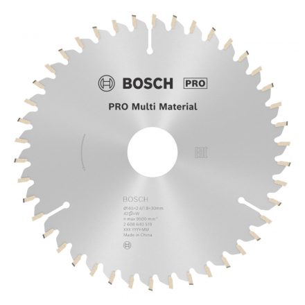 Bosch 2608640519 MultiMaterial Körfűrésztárcsa  165x2,4/1,8x30/20 mm, Z=42, HLTCG