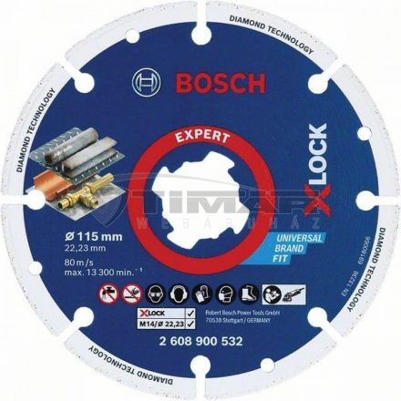 Bosch 2608900532 X-LOCK fémvágó gyémánttárcsa 115x22.23mm