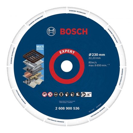 Bosch EXPERT Gyémánt vágótárcsa X-LOCK szegmentált, fém/acél 230x22,23mm 2608900536