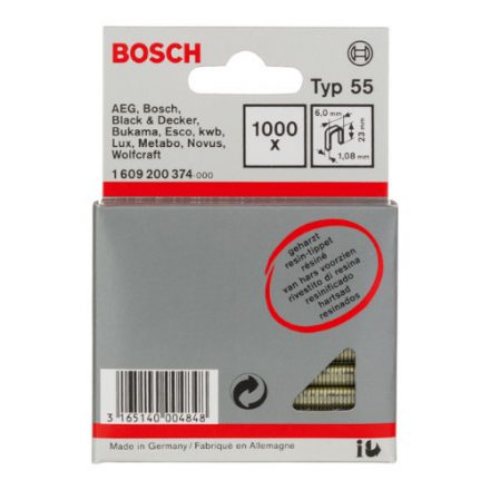 Bosch 1609200374 Tűzőkapocs TIP55 6 x 1,08 x 23 MM 1000 DB