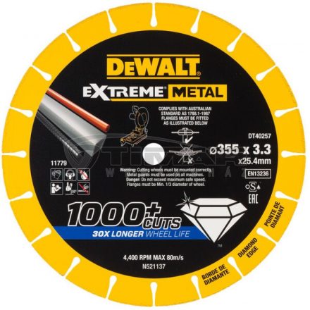 <DeWalt DT40257-QZ Szegmentált gyémánt vágótárcsa 355x25,4 3,3mm