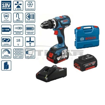 BOSCH 06019E9120 GSB18V-EC Akkus ütvefúró-csavarozó 18V Akkuval , töltővel L-case-ben