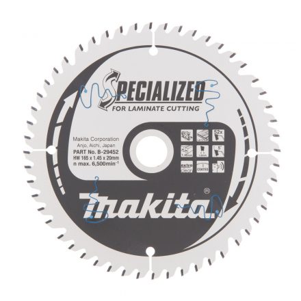 Makita  B-29452 Specialized Körfűrésztárcsa keményfémlapkás 165x20mm 52fogas LAMINÁLT