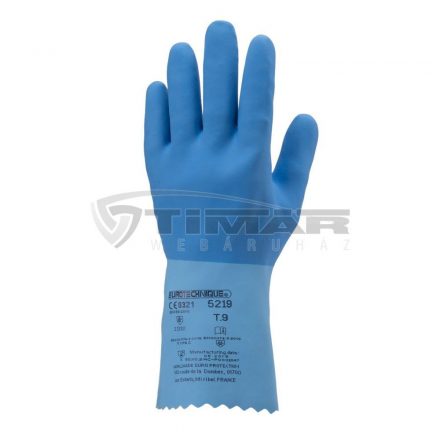 Munkavédelmi  Kesztyű Kék 30cm hosszú latex mártott, érdesített, sav-,lúg-,vegyszerálló 5219  9/L