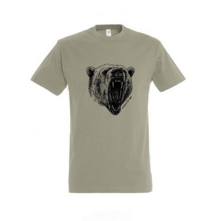 Munkavédelmi  Póló TOP_PK-H_BEAR 2XL-es khaki, medvefej minta, kereknyakú, 100% pamut