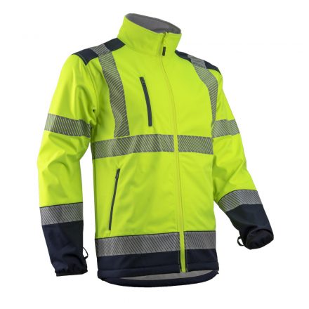 Munkavédelmi  Kabát KAZAN HI-VIZ S-es jólláthatósági sárga-kék softshell anyagból 5KAS16000S