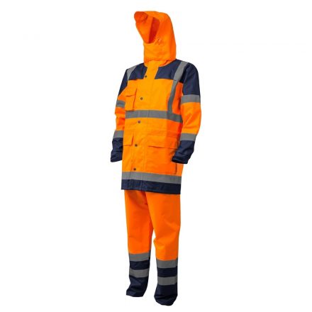 Munkavédelmi  Esőruha 2 részes HI-VIZ HYDRA XL-es jólláthatósági narancs-kék 7HYDOXL