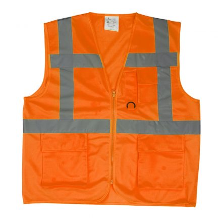 Munkavédelmi  Láthatósági mellény YARD FLUO HI-VIZ XL-es narancs, cipzáros, zsebekkel 7YGMOXL