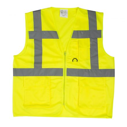 Munkavédelmi  Láthatósági mellény YARD FLUO HI-VIZ XL-es sárga, cipzáros, zsebekkel 7YGMYXL