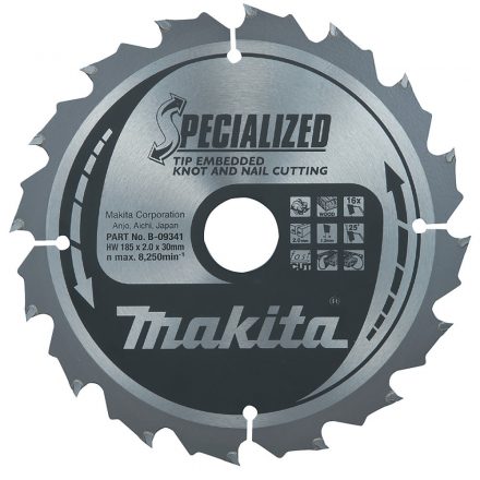 Makita  B-09341 Körfűrésztárcsa 185x30 Z16