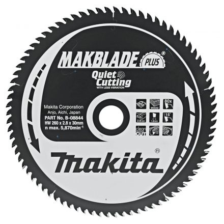 Makita  B-08844 Makblade plus Körfűrésztárcsa keményfémlapkás 260x30mm 80fogas FA