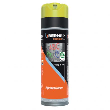 Berner  372602 Jelölőspray Premium Alphabet NEONSÁRGA 500ml