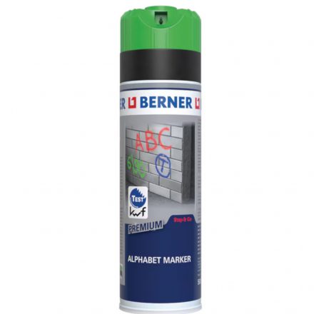 Berner  412815 Jelölőspray Premium Alphabet NEONZÖLD 500ml