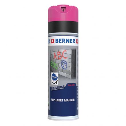 Berner  412817 Jelölőspray Premium Alphabet NEONRÓZSASZÍN 500ml