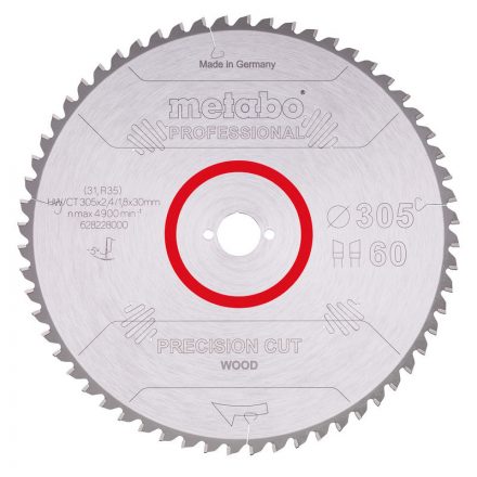 Metabo  628228000 Fűrészlap "precision cut wood - professional", 305x30, Z60 WZ 5° neg.