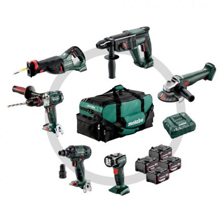 Metabo  Combo Set 6.1 Akkus gép szett (SB18LTXImpuls+KH18LTX24+W18L9-125Quick+SSW18LTX300BL+ASE18LTX+ULA14,4-18LED) 18V Li-Power 4x4,0Ah 685211000