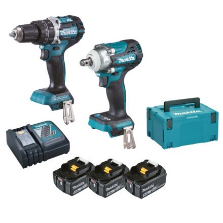 Makita  DLX2359TJ1 Akkus gép szett (DHP484+DTW300) 18V LXT 3x5,0Ah MakPac koffer