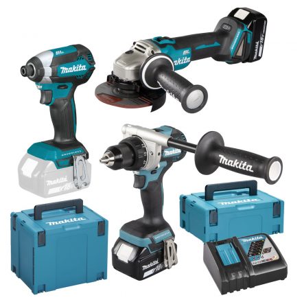 Makita  DLX3155TJ Akkus gép szett (DDF486+DGA504+DTD153) 18V LXT 2x5,0Ah MakPac koffer