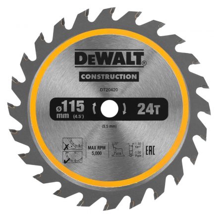 DeWalt  DT20420 Körfűrésztárcsa keményfémlapkás 115x95mm 24fogas FA