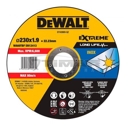 DeWalt DT43909-QZ Vágótárcsa 230x1,9mm Inox