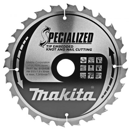 Makita  B-09438 Körfűrésztárcsa SZÖG, CSOMÓSFA 210x30mm Z24