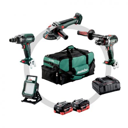 Metabo  Combo Set 4.3.2 Akkus gép szett (BS18LTXBLI+SSW18LTX400BL+WB18LTBL11-125Q+BSA18LED4000) 18V Li-HD 2x10,0Ah 685209000