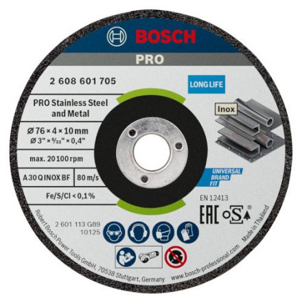 Bosch 2608601705 Expert for Inox csiszolótárcsa 76x4x10mm 2db