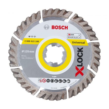 Bosch Standard for Universal Gyémánt vágótárcsa X-LOCK szegmentált, beton/tégla/kő 125x22,23mm (2db) 2608615247