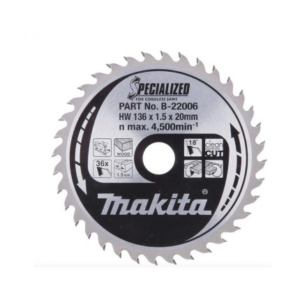 Makita  B-22006 Körfűrésztárcsa akkus 136x20 Z36 FA