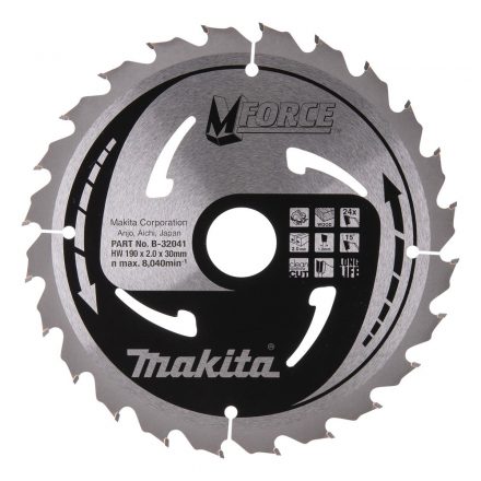 Makita  B-32041 Körfűrésztárcsa Mforce 190/30mm Z24