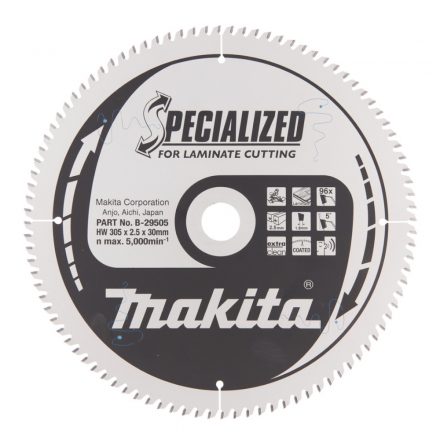 Makita  B-29505 Specialized Körfűrésztárcsa keményfémlapkás 305x30m 96fogas LAMINÁLT