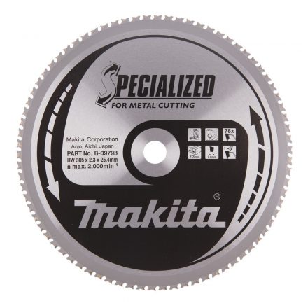 Makita  B-09793 Specialized Körfűrésztárcsa keményfémlapkás 305x25,4mm 78fogas FÉM