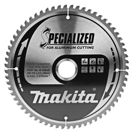 Makita  B-09628 Specialized Körfűrésztárcsa keményfémlapkás 216x30mm 64fogas ALU