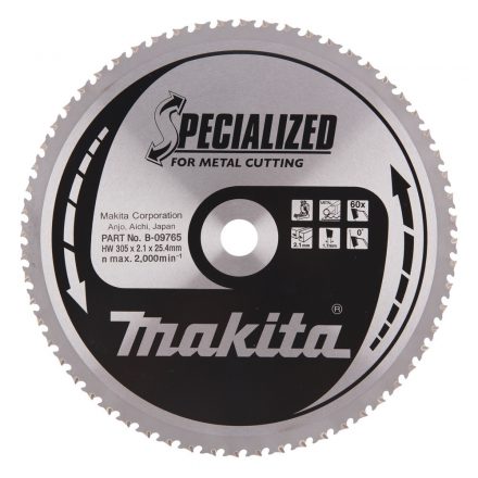 Makita  B-09765 Specialized Körfűrésztárcsa keményfémlapkás 305x25,4mm 60fogas FÉM