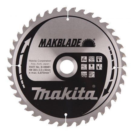 Makita B-08981 Körfűrésztárcsa gérvágóhoz 260x30