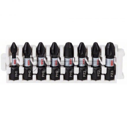 Bosch 2608522323 Impact Control Insert bitkészlet, 8 részes (1xPH1, 3xPH2, 1xPH3, 2xPZ2, 1xPZ3)