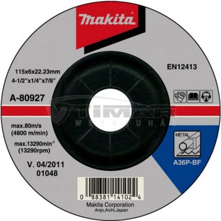 #Makita  A-80927 Tisztítótárcsa 115x6,0x22,2mm acél