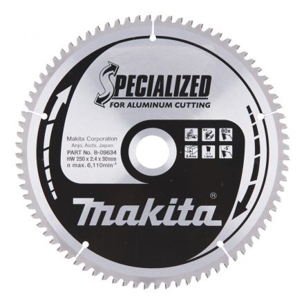 Makita  B-09634 Körfűrésztárcsa alu 250/30mm Z80