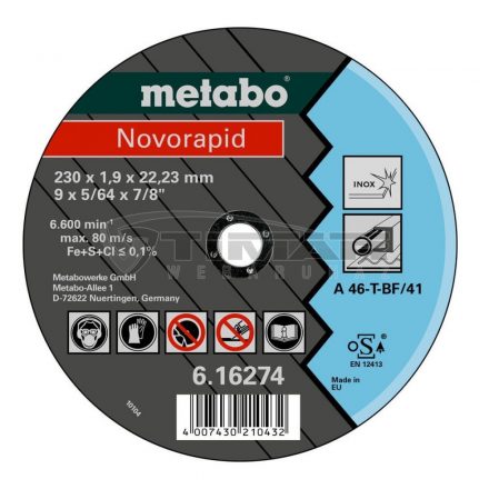 Metabo  616274000 Vágókorong 230x1,9x22,23 Inox