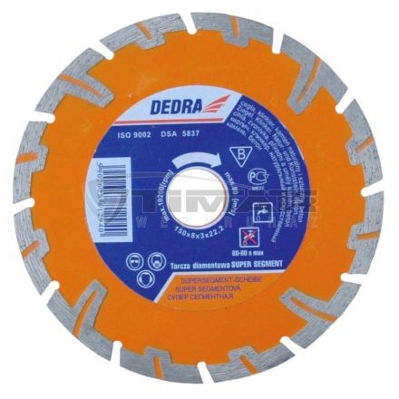 Dedra  H1245 Gyémánttárcsa szegmentált SZUPER Szegment  vasbeton/beton/mészkő 180x22,2mm