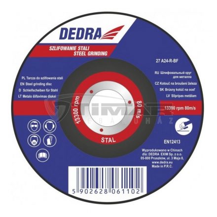 Dedra  F1322 Tisztítótárcsa  FÉM / ACÉL, 125x22,23mm, 6,0mm vastag