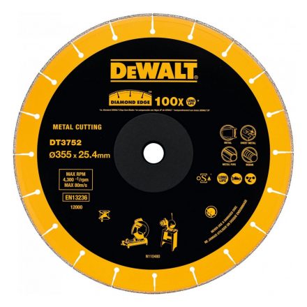 DeWalt  DT3752-QZ Gyémánt vágótárcsa gyorsdarabolóhoz szegmentált, beton/fém/acél 355x25,4mm