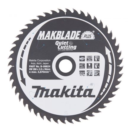 Makita  B-09824 Körfűrésztárcsa Makblade plus 260x30mm Z48