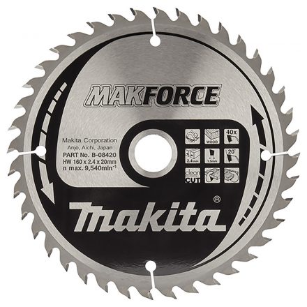 Makita  B-08420 Körfűrésztárcsa Makforce 160/20mm Z40